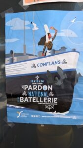 Plakat "Pardon de la Batellerie" auf der Seine